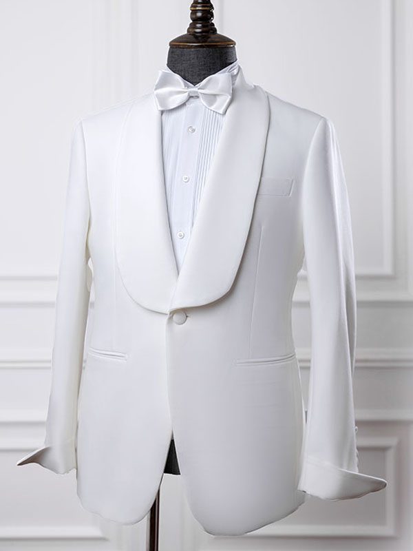 WHITE SUIT WITH SHAWL LAPEL